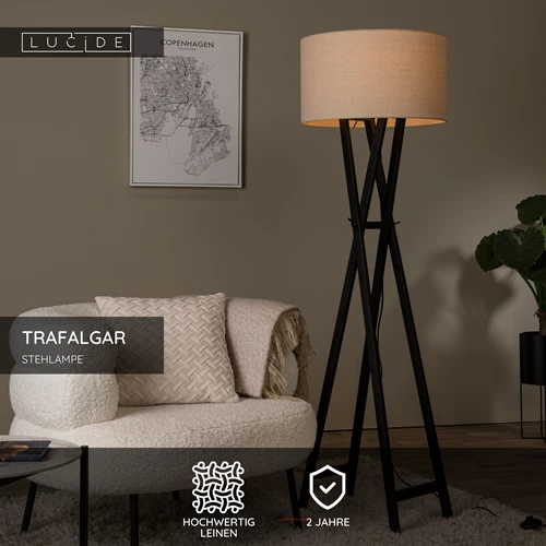 Lucide TRAFALGAR - Stehlampe - 1xE27 - Schwarz - USP